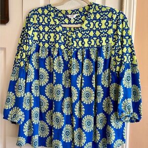 Crown & Ivy blouse gecko lizard mandala pattern